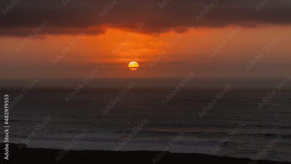 Sunset off the coastline of the Pacific Ocean in Northern California 