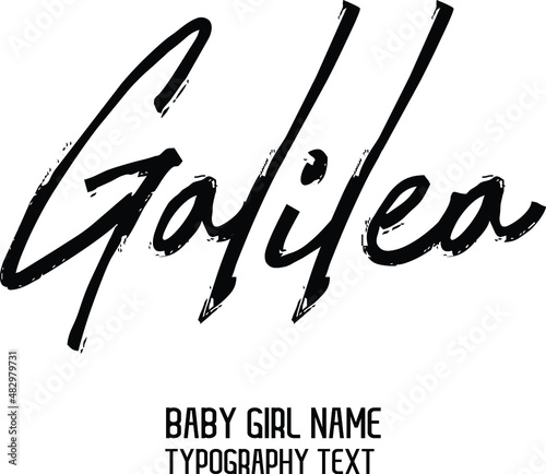  Galilea Baby Girl Name Handwritten Lettering Modern Black Color Typography Text photo