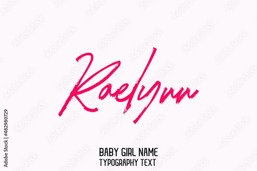 Raelynn Stylish Cursive Pink Color Calligraphy Text Girl Baby Name on Light Pink Background