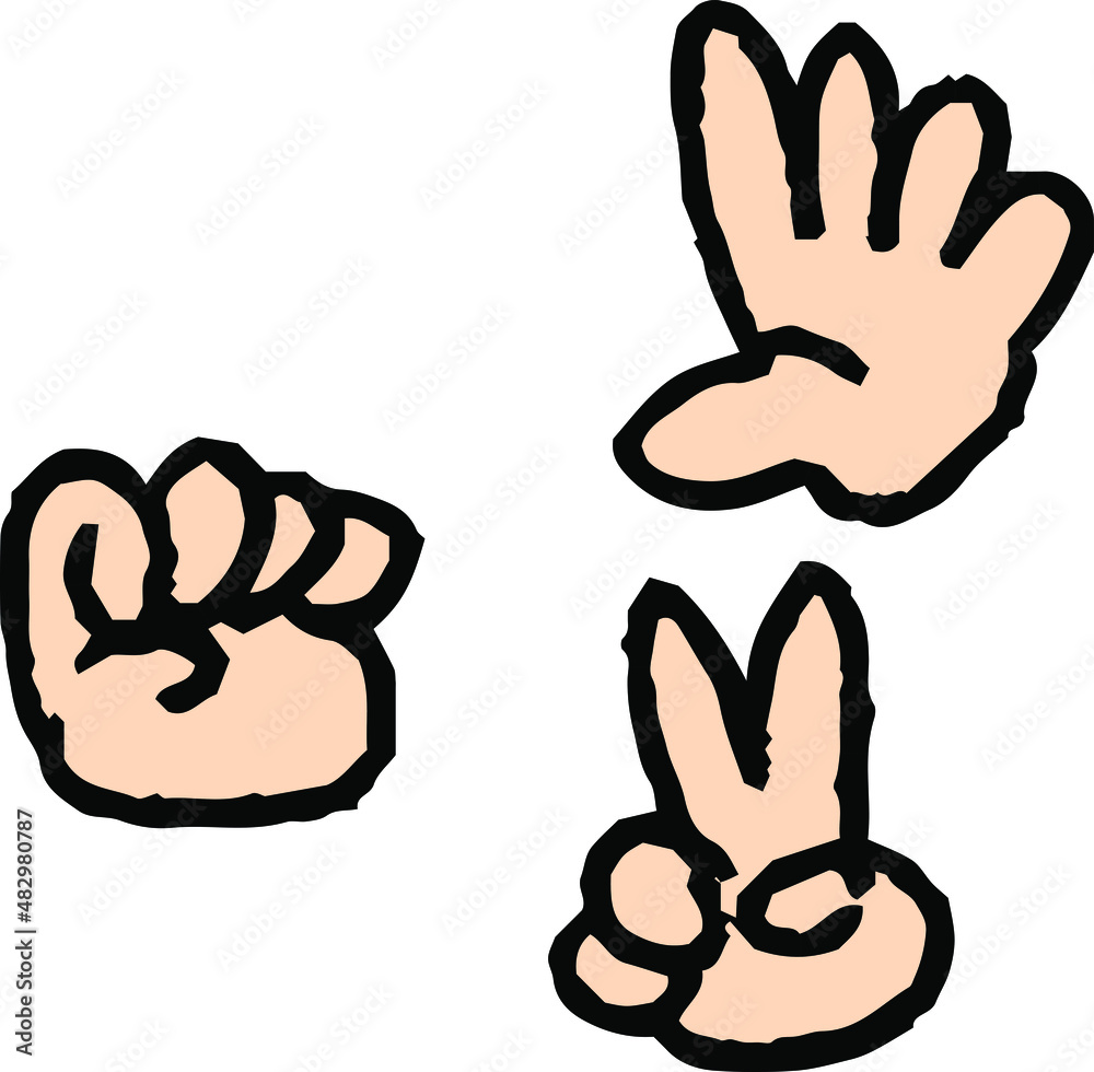 Obraz premium 子供が描いたじゃんけんの絵 落書き 下手