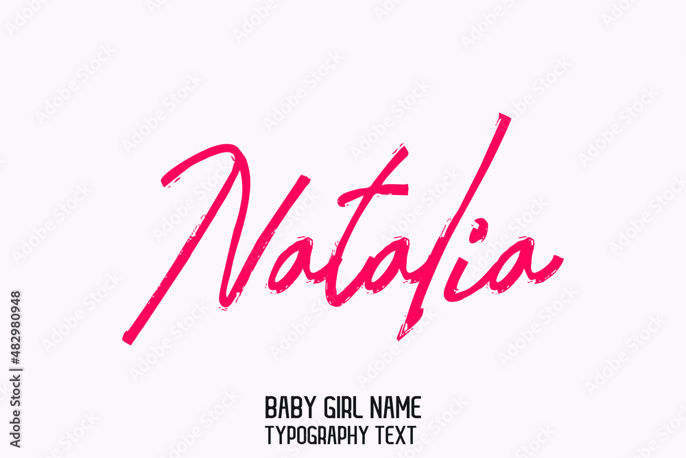 Stylish Cursive Pink Color Calligraphy Text Girl Baby Name on Light Pink Background