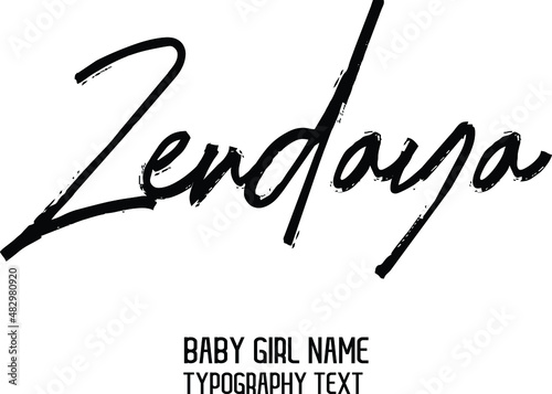 Girl Name Zendaya in Beautiful Cursive Hand Written Black Color Calligraphy Text