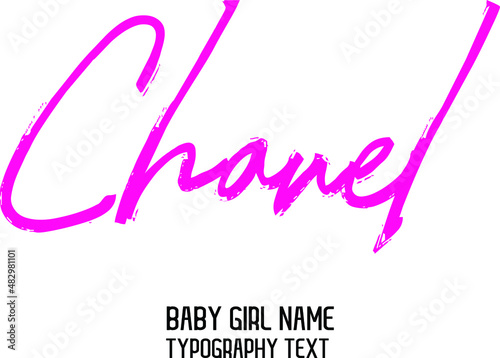 Chanel Woman's name in Cursive Dork Pink Color Calligraphy Text Design