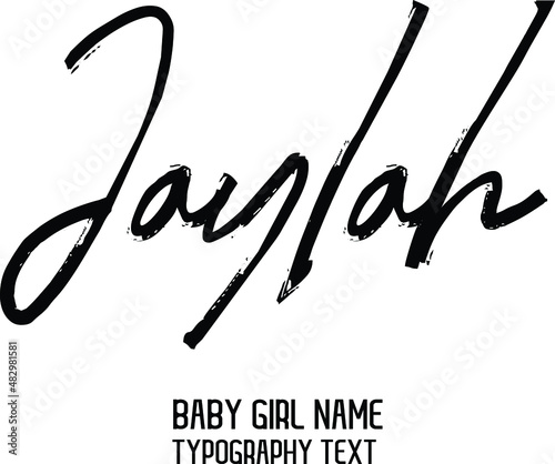 Billede på lærred Jaylah Girl Name in Stylish Black Brush Typography Text Lettering