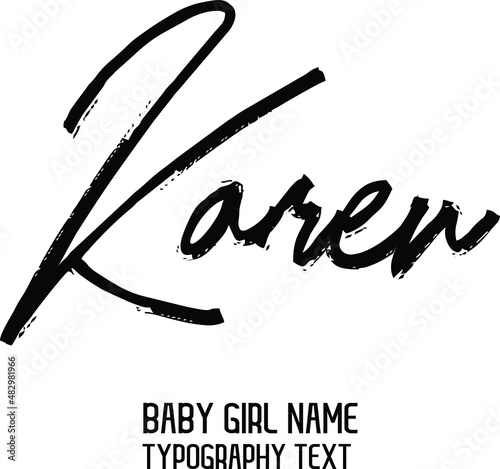 Karen Girl Name in Stylish Black Brush Typography Text Lettering
