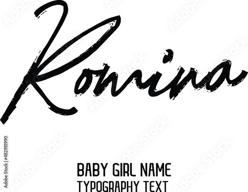 Romina Girl Name in Stylish Black Brush Typography Text Lettering