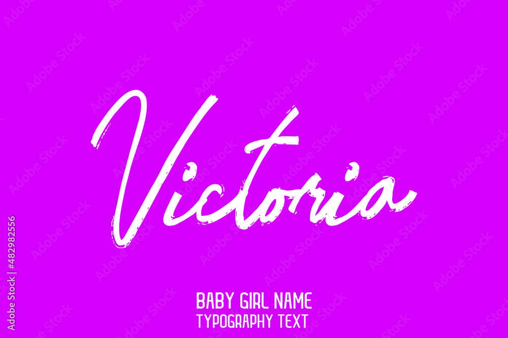 Girl Name Victoria Hand Written Brush Lettering on Purple  Background