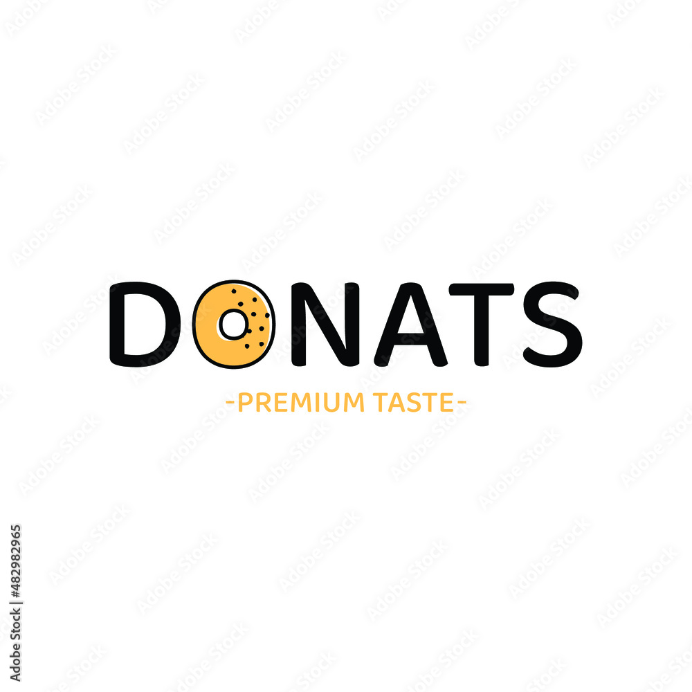 Bakery shop. Logo concept for the bakery. Vector illustration of donats. Phrase Yum. White background. Bakery shop. Logo concept for the bakery. Vector illustration of donats. Phrase Yum. White background.