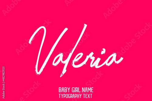 Girl Name Valeria in Stylish Cursive Brush Typography Text on Pink Background photo