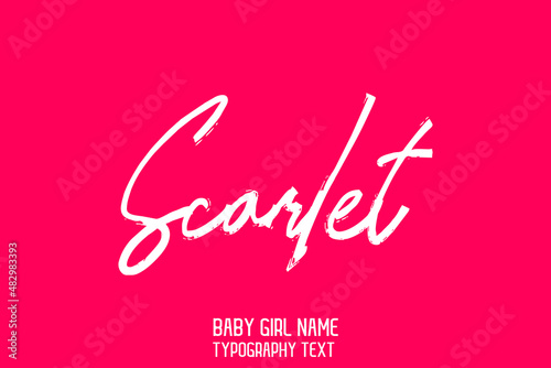 Girl Name Scarlet. in Stylish Cursive Brush Typography Text on Pink Background
