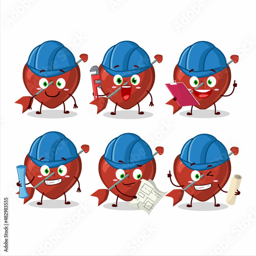 architect cupid love arrow cute mascot character with pliers