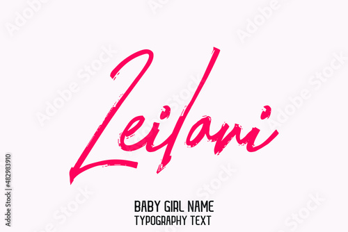  Leilani Name for Baby Girl  in Stylish Lettering Cursive Dork Pink Color Text Calligraphic  photo