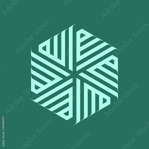 Arabic calligraphy of the name of Allah (God) in hexagon shape.