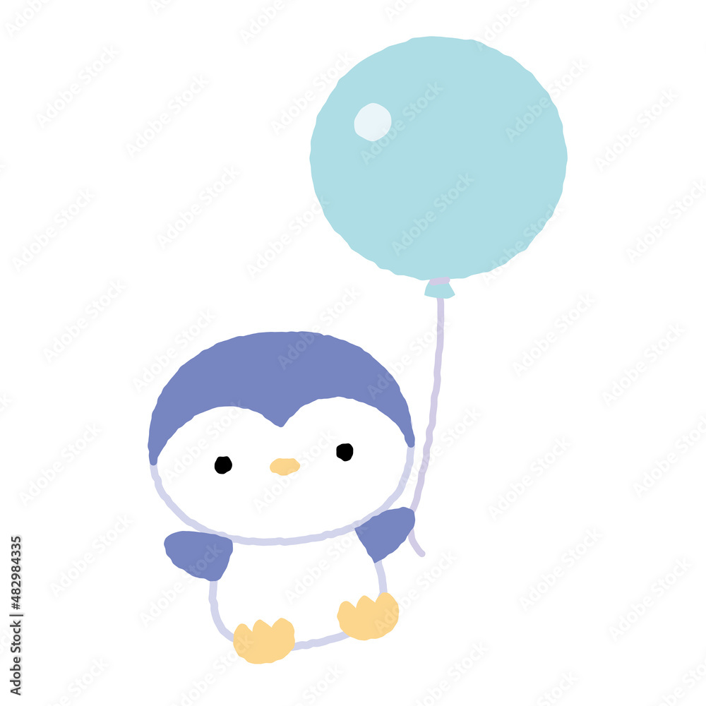 風船を持ったペンギンのイラスト