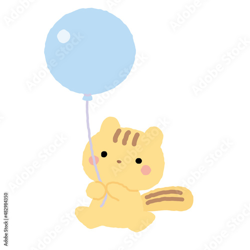 風船を持ったリスのイラスト