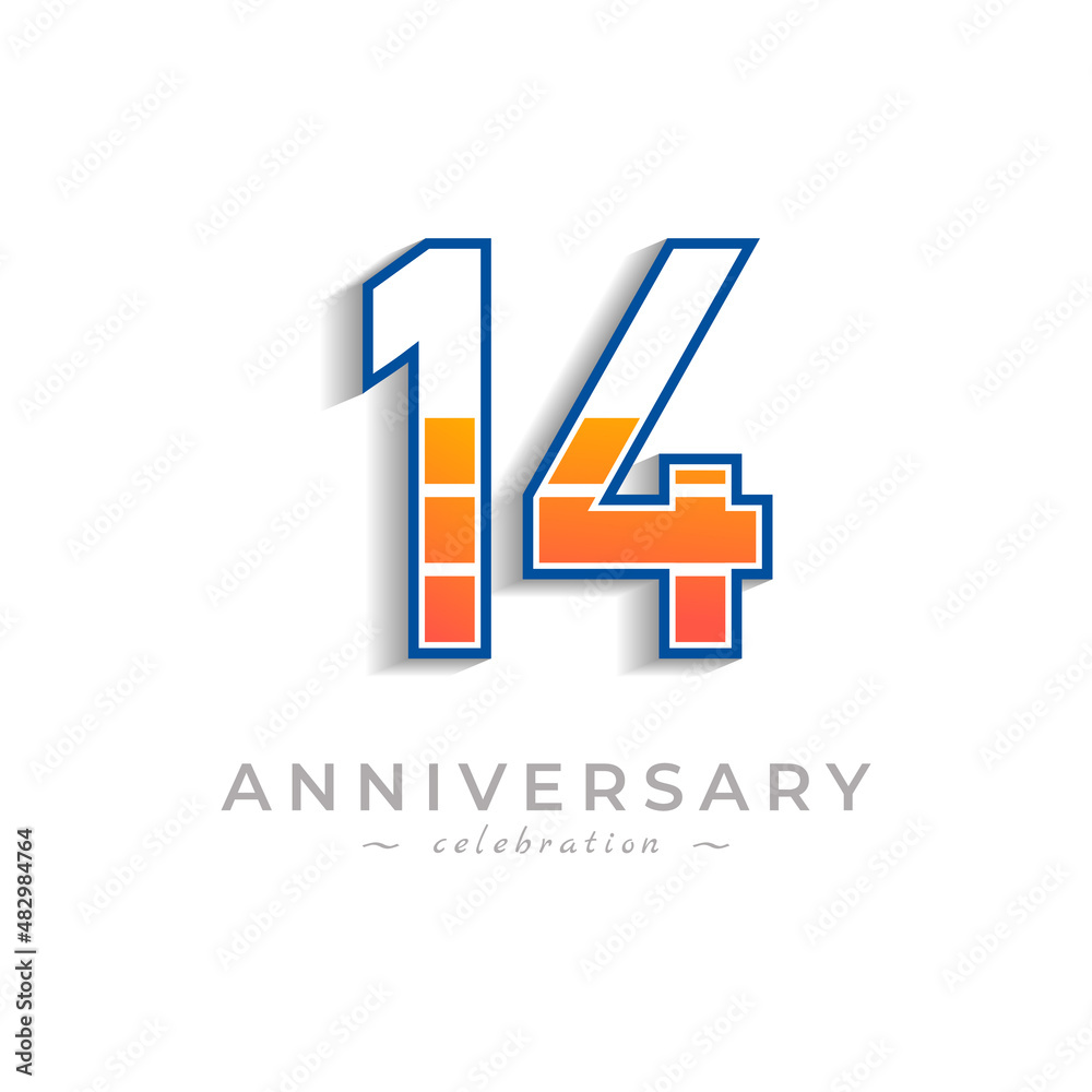14 Year Anniversary Celebration with Charging Icon Battery for Celebration Event, Wedding, Greeting card, and Invitation Isolated on White Background 14 Year Anniversary Celebration with Charging Icon Battery for Celebration Event, Wedding, Greeting card, and Invitation Isolated on White Background