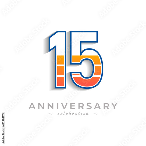 15 Year Anniversary Celebration with Charging Icon Battery for Celebration Event, Wedding, Greeting card, and Invitation Isolated on White Background