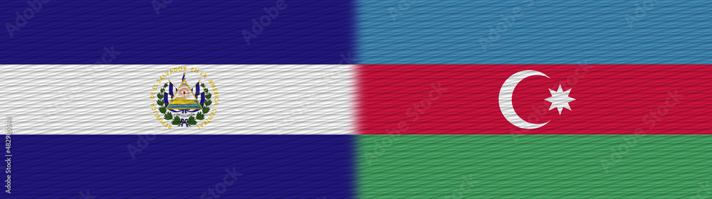Azerbaijan and El Salvador Fabric Texture Flag – 3D Illustration