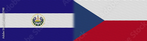 Czech Republic and El Salvador Fabric Texture Flag – 3D Illustration