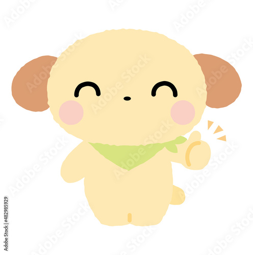 いいね・グッドサインしている犬のイラスト