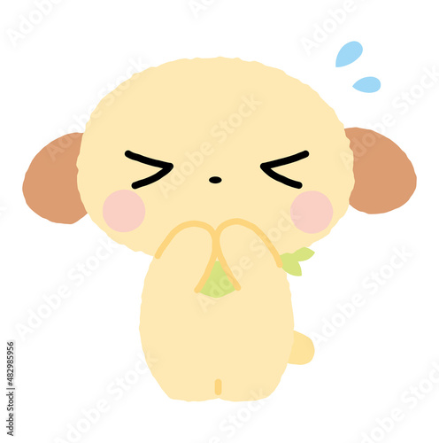 お願いポーズの犬のイラスト