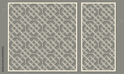 Template for laser cutting. Square abstract geometric pattern. Panel for cutting plywood, wood, paper, cardboard and metal.