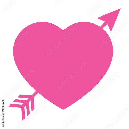 Vector Heart With Arrow on White Background