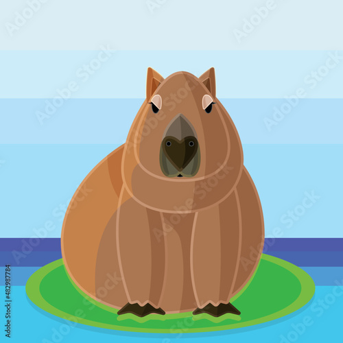 capybara in flat vector illustration photo