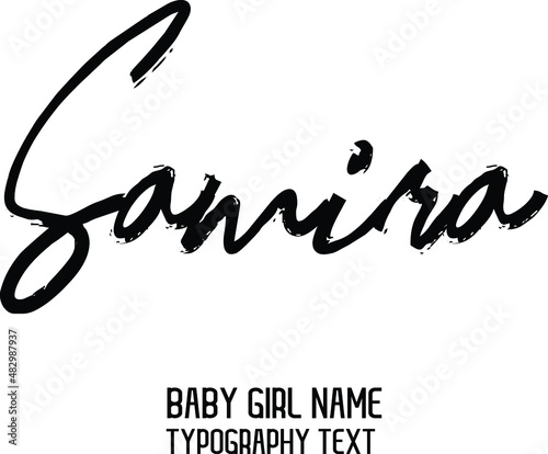 Girl Name Samira Handwritten Lettering Black Color Calligraphy