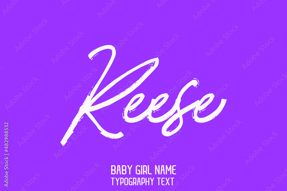 Elegant Cursive Text Lettering Sign Baby Girl Name Reese on Purple