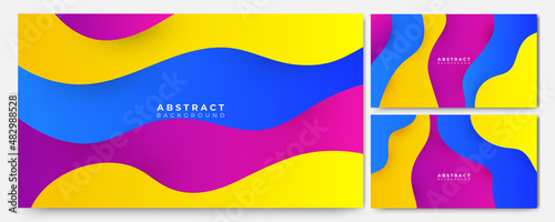 Set of abstract modern trendy minimal colorful background. Dynamic shapes composition with modern hipster futuristic graphic. Vector abstract background texture design, bright poster, banner