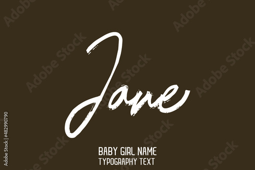  Jane Girl Name Handwritten Lettering Modern Typography Text on Black Background