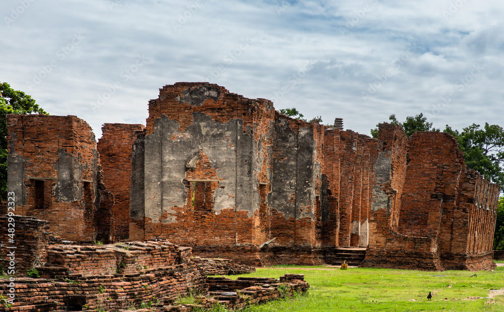 World Heritage Site at Wat Phra Si Sanphet. Ancient city and historical place at Ayutthaya, Thailand, The Ruin of temple. No focus, specifically.