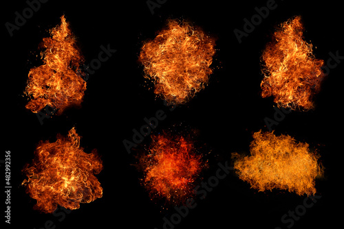 Set fire Realistic set of burning lights vector torch.