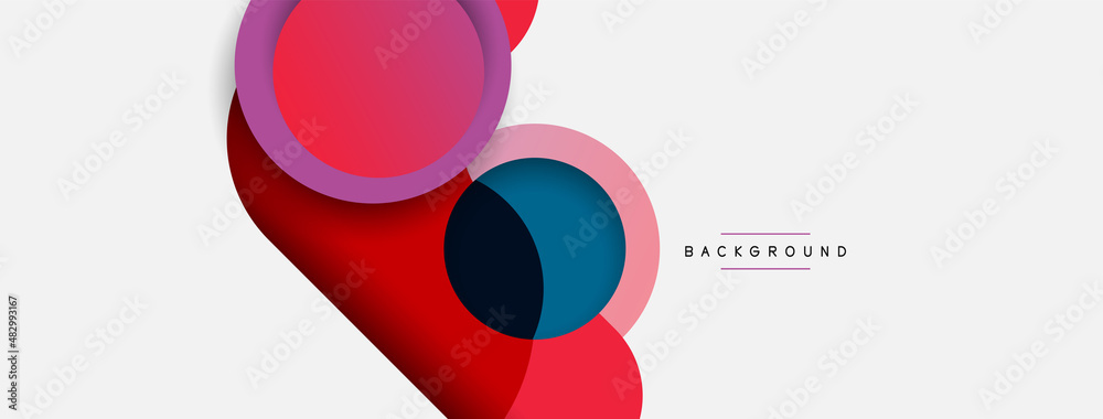 Vector round shapes circles minimal geometric background. Vector illustration for wallpaper banner background or landing page