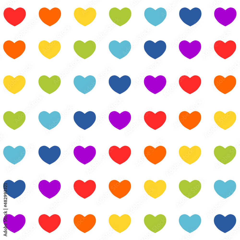 Rainbow hearts seamless pattern. Valentines day background. Vector illustration.