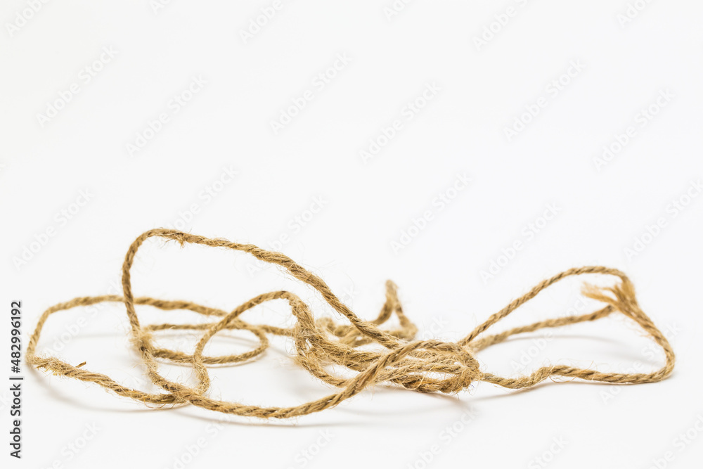 ope for decoration. various ropes isolated white background. Hemp rope. Rope jute.