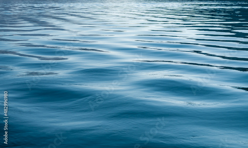 Blue water background. Ripple sea ocean water surface. low angle view. Clear blue water, seascape. copyspace