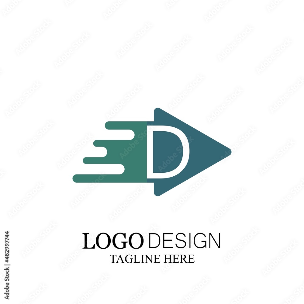 motion triangle play letter d half logo design motion triangle play letter d half logo design