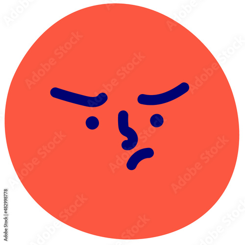 Pouting face vector illustration in flat color design