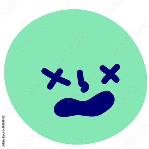 Dead face vector illustration in flat color design