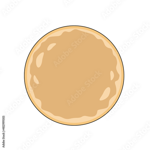 Pizza dough isolated on a white background.Vector illustration.Top view.