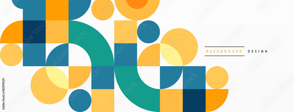 Minimal geometric abstract background. Circle square and triangle design. Trendy techno business template for wallpaper, banner, background or landing