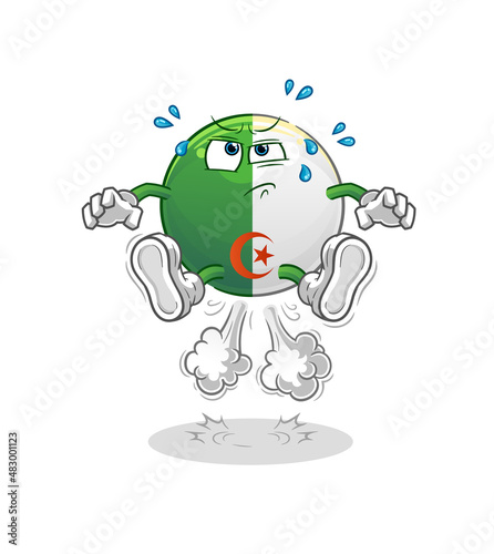 algerian flag fart jumping illustration. character vector