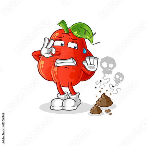 water apple with stinky waste illustration. character vector