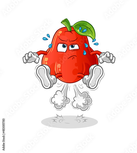 water apple fart jumping illustration. character vector