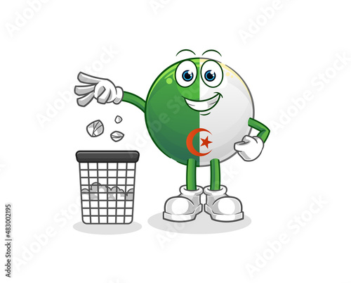 algerian flag Throw garbage mascot. cartoon vector