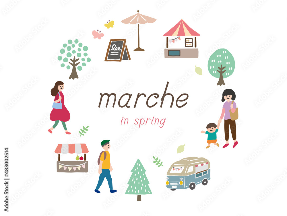 マルシェ 春 かわいいフレームイラスト Stock Vector Adobe Stock