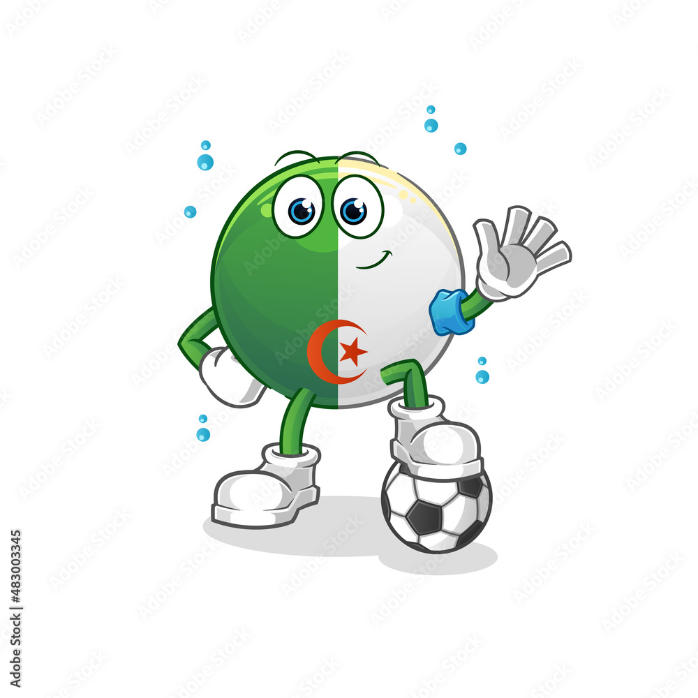 Obraz premium algerian flag playing soccer illustration. character vector