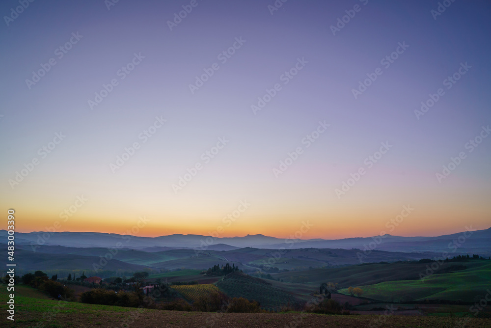 Tuscany landscape, Very Peri colors